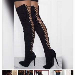 Thigh high suede boots